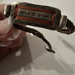 Silver and Brown Braided Bracelet